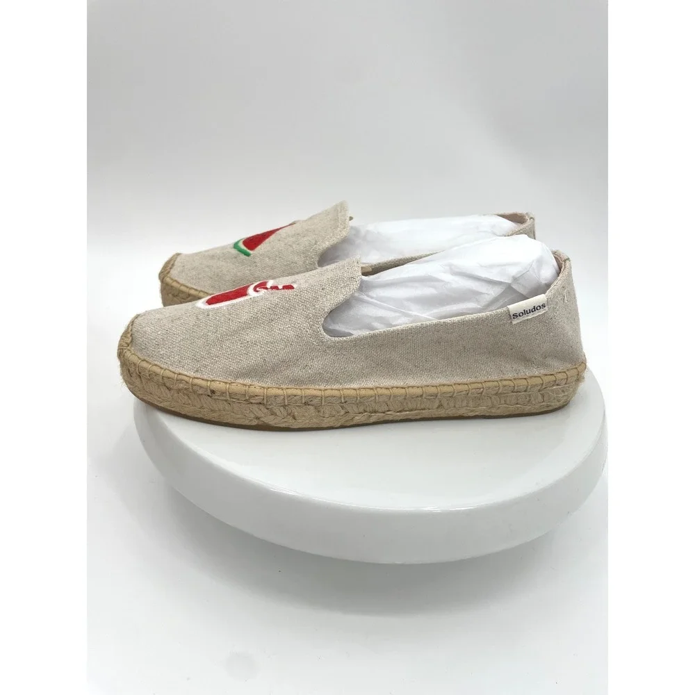 Soludos Espadrilles Womens 8.5 Sand Canvas Watermelon Juice Platform Boho